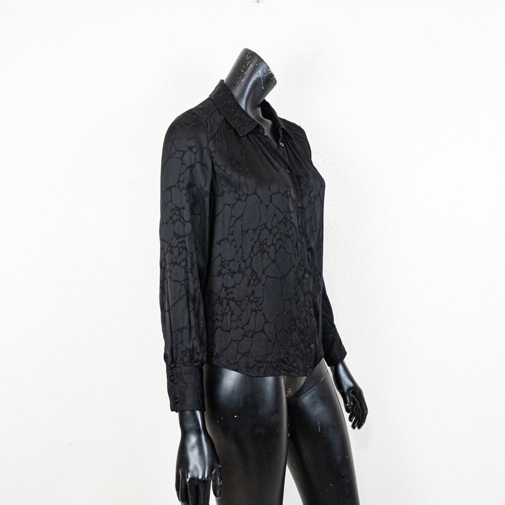 Ba&sh Doli Print button up Blouse in Black Noir Satin Viscose Size XS - Picture 4 of 11